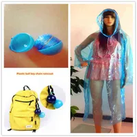 2 pieces of waterproof raincoat ball for men and women, raincoat with hood, plastic ball key ring disposable raincoat poncho H1217