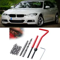 M5 M6 M8 Vehicle Repair Kit Tap Wrench Cutter Mechanics Hand Tools Red Thread Wire Insert Stainless Steel Small Wrenchs Car Repairs Tool 25Pcs/Set