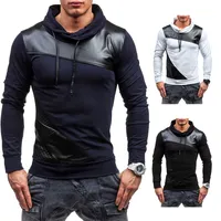 Mens Designer Brand Hoodies Leather Patchwork Hoodies Luxury Fashion Sports Pullover Casual Hooded Sweater Sweatshirt Tops