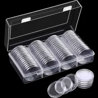 60PCs Clear Collection Coin Capsules 41mm Transparent Eagle Coin Protector Fodral Förvaringslåda Rundmynthållare Containrar X0703