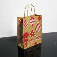 هدية عيد الميلاد التفاف حقيبة مع مقبض مطبوعة كرافت ورقة أكياس الاطفال حزب تفضل مربع التعبئة والتغليف للديكور عيد الميلاد الرئيسية NHF12523