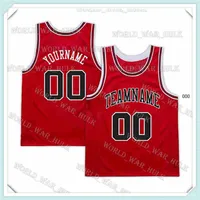 사용자 정의 DIY 남성 디자인 농구 유니폼 스포츠 셔츠 개인화 된 스티치 문자 팀 이름 및 번호 유니폼 레드 남자 유니폼 blac
