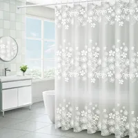 Duschvorhänge Wasserdichter Badezimmer Vorhang Weiß Blume Mann PEVA Partition Design Massivfarbdruck