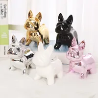 Europejski Ceramic Crafts Bulldog Piggy Bank Home Decor Cute Piggy Bank Ornamenty Kreatywny Bulldog Pole Pieniądze 5372 Q2