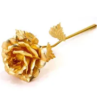 24K Foil Plated Gold Rose Flower Lasts Forever Love Wedding Decor Lover Creative Mother's Valentine's Day Gift 8 H1