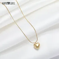 Chains SIPENGJEL Fashion Stainless Steel Exquisite Love Heart Pedant Necklace Retro Minimalism Gold Choker For Women Jewelry