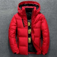 남자 재킷 코트 겨울 따뜻한 캐주얼 가을 스탠드 칼라 복어 두꺼운 모자 화이트 오리 파카 남성 남성 겨울 두건 210929