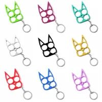 Cat Ear Multifunction Finger Metal Keyring Gold Black Key Chain Outdoor Wrench Key Ring Self Defense Keychain