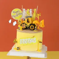 Andra festliga festförsörjningar Engineering Construction Car Cake Decorations for Kids Boy Birthday Accessories Mini Excavator Ornament Gift