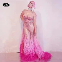 Klänningar 2021 långärmad Mermaid Women Sexy Pink Gala Paljett Party Prom Dress Drag Queen födelsedag Performance kostym Stage Casual