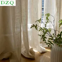 DZQ Solid Linen Tulle занавес для спальни тюль окна занавесов для гостиной кухня Япония украшения япость прозрачный Voile слепой Drape 211203
