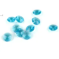 Perles octogonnaires de 14mm Aquamarine avec 1 trou / 2 trous Crystal Eclairage Lampe Pièces Beads Strand Composant pour Mariage Home DIY RRE10636