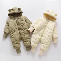 Novo outono inverno bebê macacos de vestuário forro de peles meninas meninas meninos meninos e romper urso terno roupa roupa roupas snowsuit
