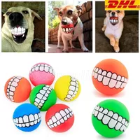 DHL Bezpłatne Zabawne Zwierzęta Pies Puppy Cat Ball Zęby Zabawki PVC Chew Dźwięku Dogs Odtwórz Fetching Squake Zabawki Pet Supplies Puppy Ball Zęby Silicon Toy