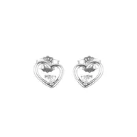 Studörhängen för kvinnor brincos 925 silver smycken asymmetriska hjärtan av kärlek örhänge brinco para som mulheres oorbellen
