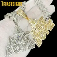 Kedjor CZ Letters Bag Boyz Pendant Necklace Iced Out Bling 5A Cubic Zircon Dollar Symbol Money Charm Fashion Hip Hop Men smycken