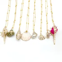 Naturlig havsstrand stil guldpläterade kedjor hänge halsband för kvinnor flicka män sommar fest dekor smycken