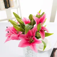 Decorative Flowers & Wreaths Single Bunch PVE Lily Artificial Wedding Decoration High-end Fake Garden Home Decor Festival Gifts