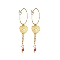 Hoop Huggie Creatieve Rvs Hart Oorbellen Voor Vrouwen Goud Kleur Link Chain Crystal Charm Long Earring Sieraden Party Gift