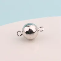 100% 925 Sterling Silver Ball Shape Magnetic Clasp Converter 6mm 8mm Bracelet Necklace Jewelry Making Accessories Wholesale 1031 T2