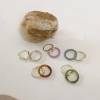 2021 anel coreano conjunto de resina vintage metal geométrico irregular quadrado anéis redondos para mulheres presentes de jóias