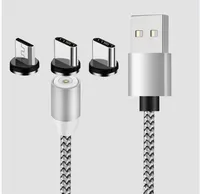 3in1 Magnetic Phone Cables Charger 2A Nylon Fast Charging Cord Type C Micro USB Cable for Samsung smartphone