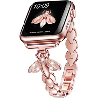 Cinta de metal de j￳ias femininas para Apple Watch Ultra 49mm Band 44mm 40mm 42mm Bandas de cinto de diamante de abelha Apple Watch Series 8 41mm 45mm