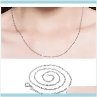 Ergebnisse Komponenten Schmucksry925 Sterling Sier Glatte Wasserwellenketten Frauen Luxus Choker Halsketten Modeschmuck in Bk Größe 16 18 20 in