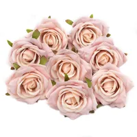 20 unids 7 cm Seda artificial Flor de rosa cabeza para la fiesta de bodas Decoración del hogar DIY Guirnalda Scrapbook Craft Barato Big Fake Flowe