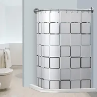 Uzatılabilir kavisli duş perdesi çubuğu u şekilli 201 paslanmaz çelik kutuplar yumruksuz banyo rayı 6 boy perdeler