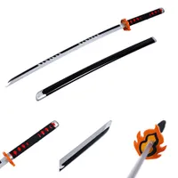 Cosplay Demon Slayer Anime Kılıç Katana 40 Inç Ahşap Bambu Bıçak Samuray Kılıçlar, Çoklu Modeller (Kamado Tanjirou Ateş Tanrısı)