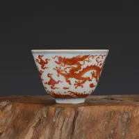 Chenghua Golden Dragon Design Design Cup Antique Tè Cup Collection Collection Ornament
