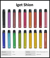 Authentic IGET Shion Electronic Electronic Sigarettes Digable Device Kit 600 Blows 400mAh Batteria 2.4ml Cartridge Preriellato Penna VAPE Pen Genuine VS Bar Puff XXL