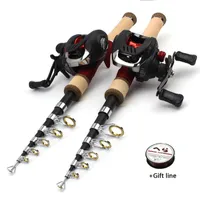 Boat Fishing Rods 1.65M Carbon Casting Rod Superhard Pocket Lure With Reel Set Tackle Combo Line