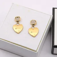 Luxe Designers Sieraden Mode Womens Drop Dangle Ear Stud 18K Vergulde Hart Oorbellen Diamant Legering Bruiloft Accessoires Verklaring