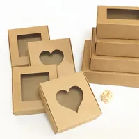 30 pcs caixa de presente de papel kraft em branco com janela artesanal sabão jóias cookies doces festa de casamento suprimentos y0305