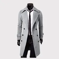 Men&#039;s Jackets In Stock Autumn And Winter Casual Warm Double-breasted Mid-length Windbreaker Woolen Male Trench Coat Jacket#8