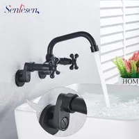 Faucets de lavabo de baño Senless Black Faucet Brass Bass Basin Mezclador y frío