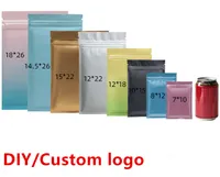 ¡Venta al por mayor! Multi Color Resellable Zip Mylar Bolsa Almacenamiento Aluminio Bolsas de papel de aluminio Bolsa de embalaje de plástico Olor bolsas a prueba de 100pcs / lote