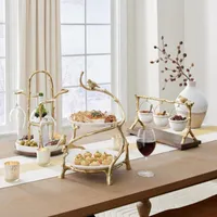 Geschirr Teller Gold Eiche Zweig Snack Bowl Ständer Weihnachten Candy Decoration Display Home Party Specialty Rack