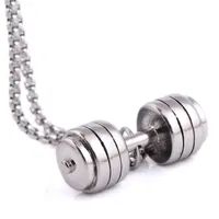 Mens Necklace Stainless Steel Dumbbell Pendant Fashion Chaine Necklaces Man Accessories Chain Around Neck Jewelry Sports memorabilia