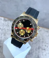 N Factory 12.4 Dikte Master Luxe Mens Horloges 40mm Paul Newman 116518 116518LN 7750 Automatische Beweging Geel Gouden Case Rubber Strap Sport Horloges