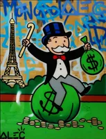 Graffiti-Kunst Eiffelturm Geld Tasche Home Decor Handgemalte HD Drucken Ölgemälde auf Leinwand Wandkunst Leinwandbilder 200203