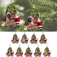9 style Christmas Decoration Wooden Xmas Tree Pendants Creative Cartoon Santa Claus Snowman Ornament Hanging T9I001595