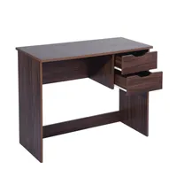 Computer Desk Commercial Furniture Writing Study Table with 2 Side Drawers Classic Home Office Laptop Desk Brown Wood Notebook