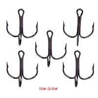 100 stks / partij 9 Maten 10 # -3 / 0 # 35647 Zwart Triple Anchor Hook Hoge Carbon Steel Barbed Carp Fishing Hooks Fishhooks Pesca Tackle BL_49