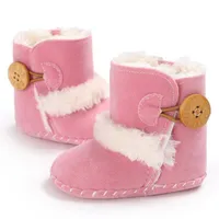 Stivali WeixinBuy Infante Infante Soft Pulsanti Soft PRIMO WALKER Toddler Peluche Pelle Foderato Fleece Shoes Born Baby Boy Girl Snow 0-18m