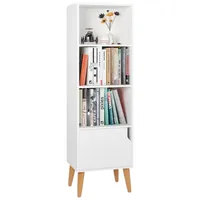 Witte boekenkast 4 lagen boekenplank Vrijstaande kubussen Opslageenheid Display planken Moderne woonkamer meubels met 1 deur 40x30x129.5cm