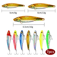 7pcs Metal Lure Fishing Lures Vib Blade Spinner Bait 3D Eyes Sinking Vibration Baits Artificial Vibe for Bass Pike Fish Perch 220118
