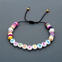 Bransoletka Heishi Polimer Clay Bransoletki dla kobiet Pearl Beads List Custom Pulsera Handmade Biżuteria Armband DIY Zroszony, Strands
